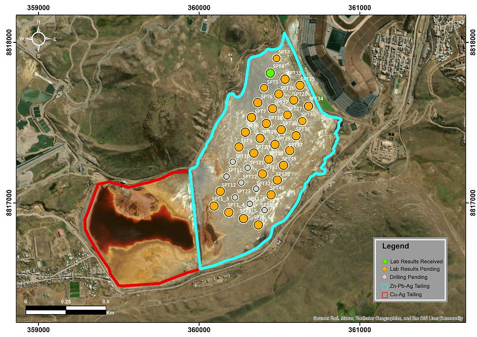 Quiulacocha-Bohrprogramm mit abgeschlossenen und noch ausstehenden Bohrungen