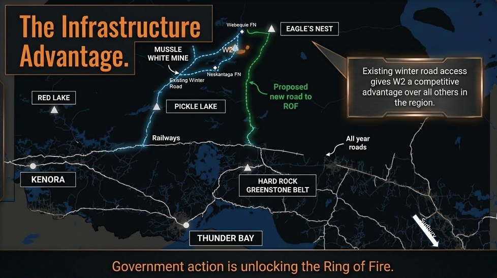 W2-Projektlage im Ring of Fire in Nordwest-Ontario