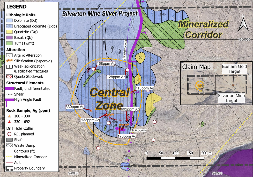Silverton Mine Project und mineralisierter Korridor