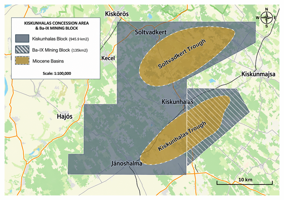 Explorationsgebiete des Kiskunhalas-Projekts